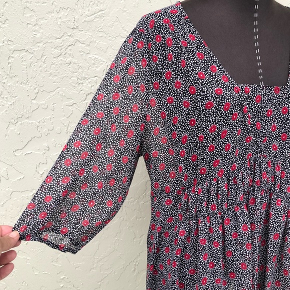 Floral tunic top size XXL red black white NWT 3/4 sleeve - Picture 2 of 13